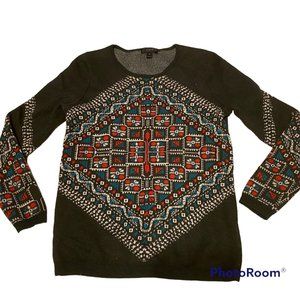 J Crew gray size small s merino wool sweater top Turquoise Red